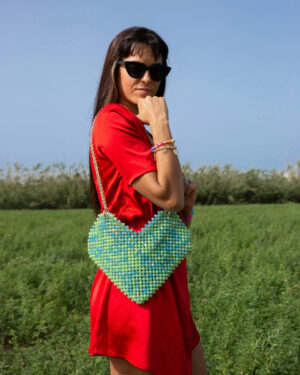 Pearly Beaded Heart Bag